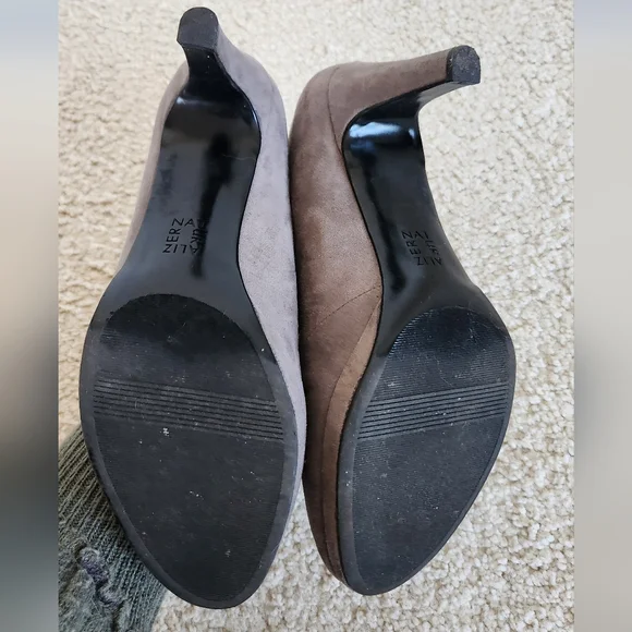 Taupe Suede Lace-Up Womens Heeled Pumps - Picture 9 of 9